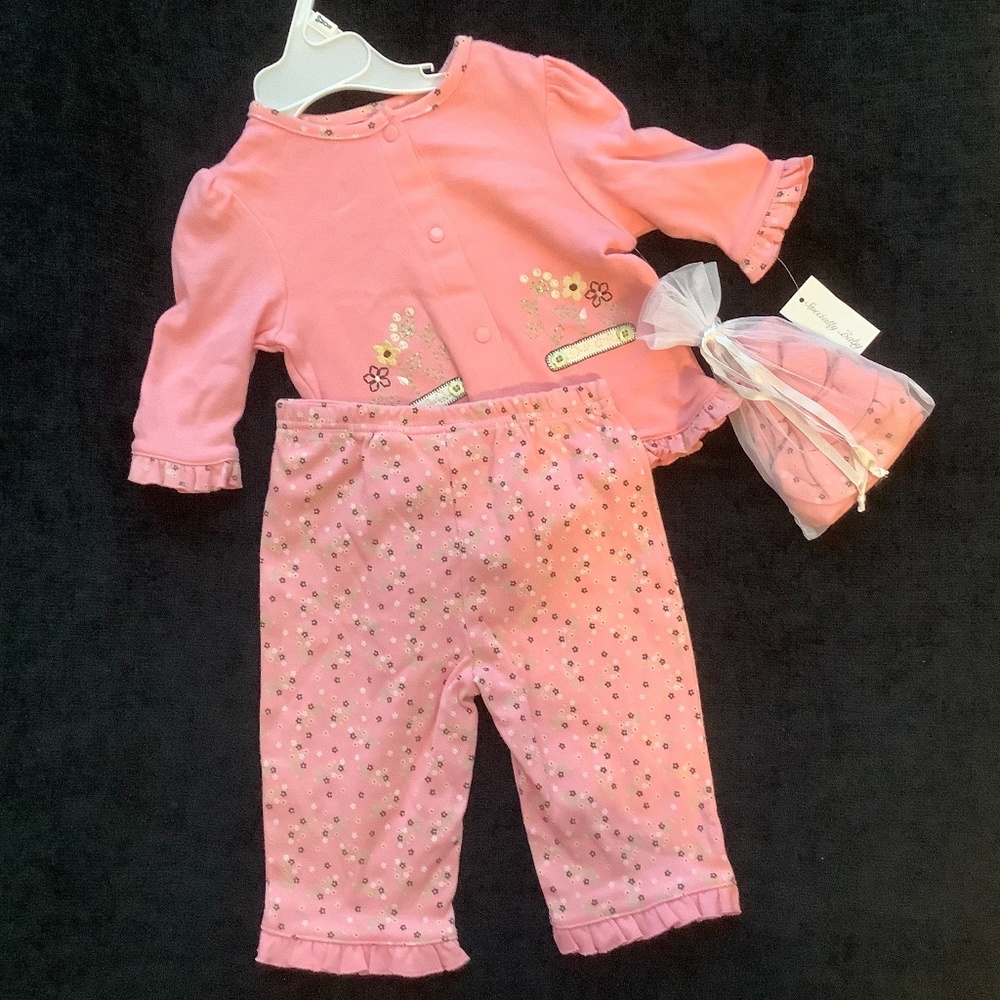 Pink Floral Baby Set